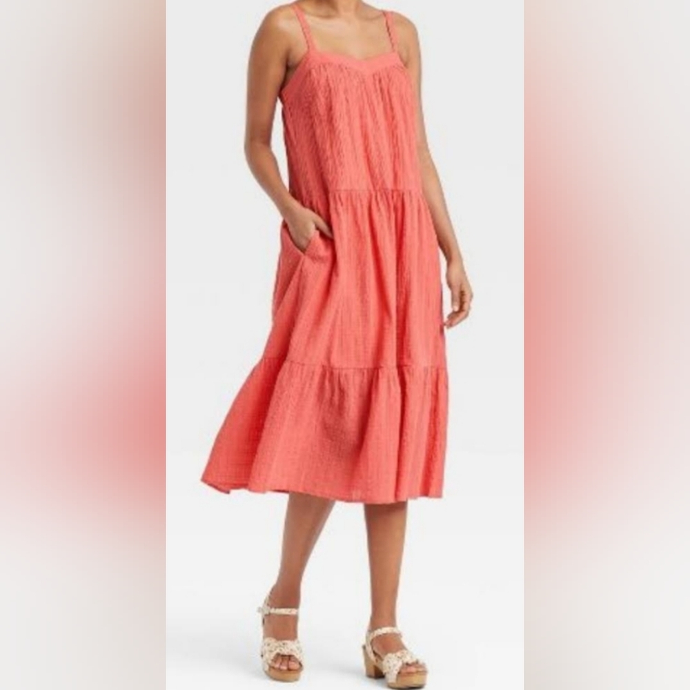 Nwt Knox Rose™ Guava Jelly Spaghetti  Straps Sleeveless Dress A Line - Picture 8 of 9